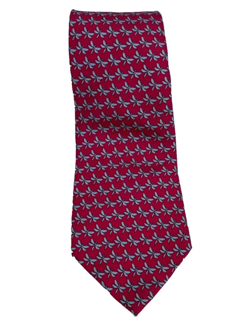Vineyard Vines Silk Dragonfly Tie Necktie Red Blue USA Shep & Ian